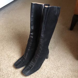 Vintage Black suede & leather knee boots- Free People style -9